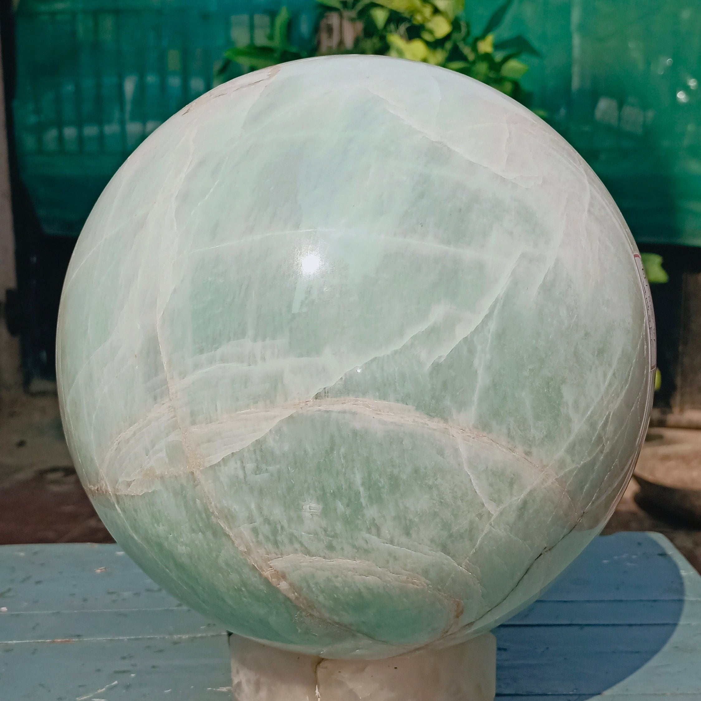 Huge 225mm Green Amazonite Stone Sphere: Healing Crystal Meditation Ball