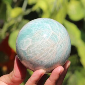 Huge 90MM Amazonite Sphere: Natural Chakra Healing Stone