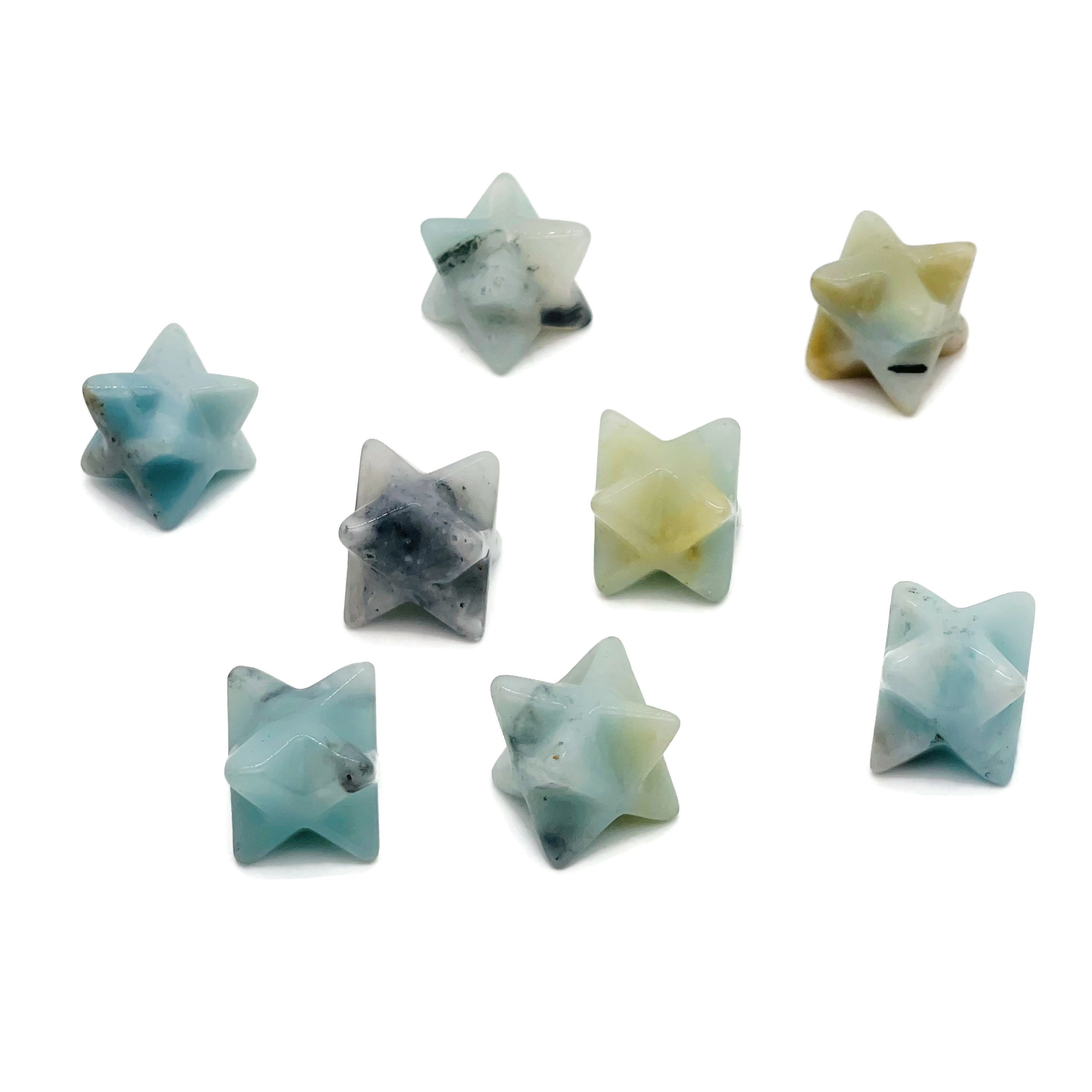 Amazonite Merkaba Star Crystal Carving – Christmas Gift - Mini Merkaba Star Figurines - Crystal Reiki Healing - Me1022