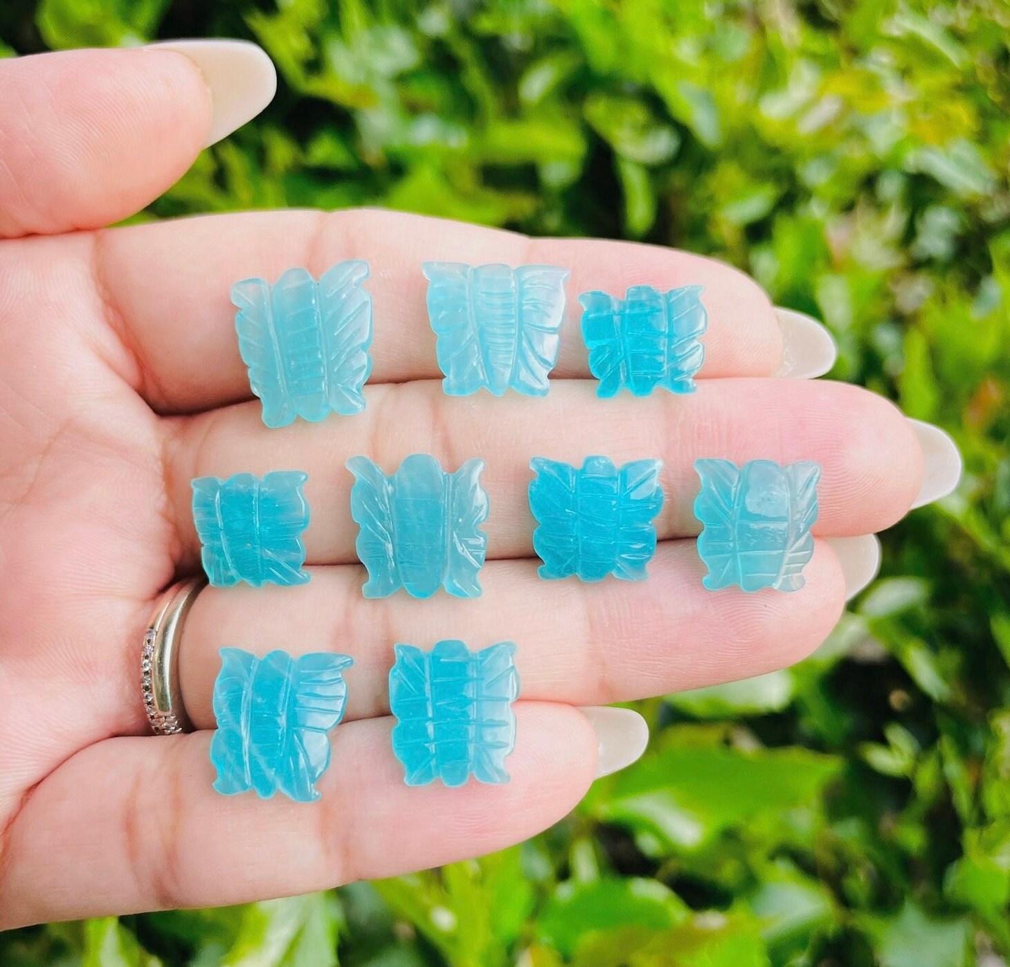 Mini Amazonite Crystal Butterfly: Blue Gemstone Carving