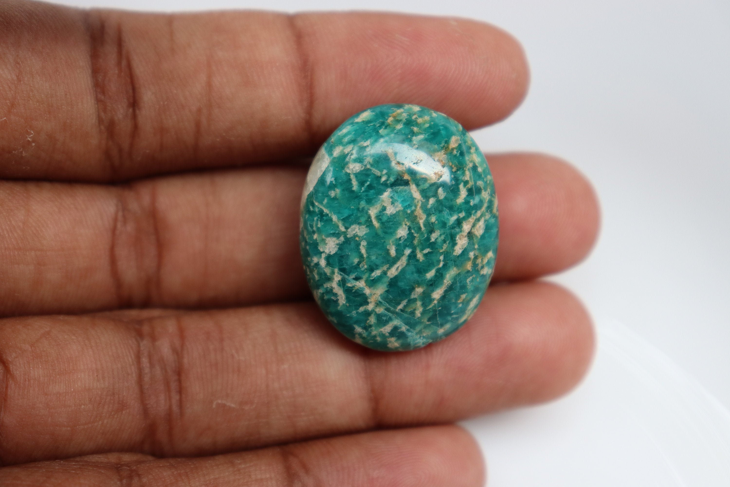 Amazonite Palm Stone - Blue Amazonite Polished Stone, Amazonite Crystal, Natural Amazonite Stone, Healing Stone, Crystal, Palm Stone.