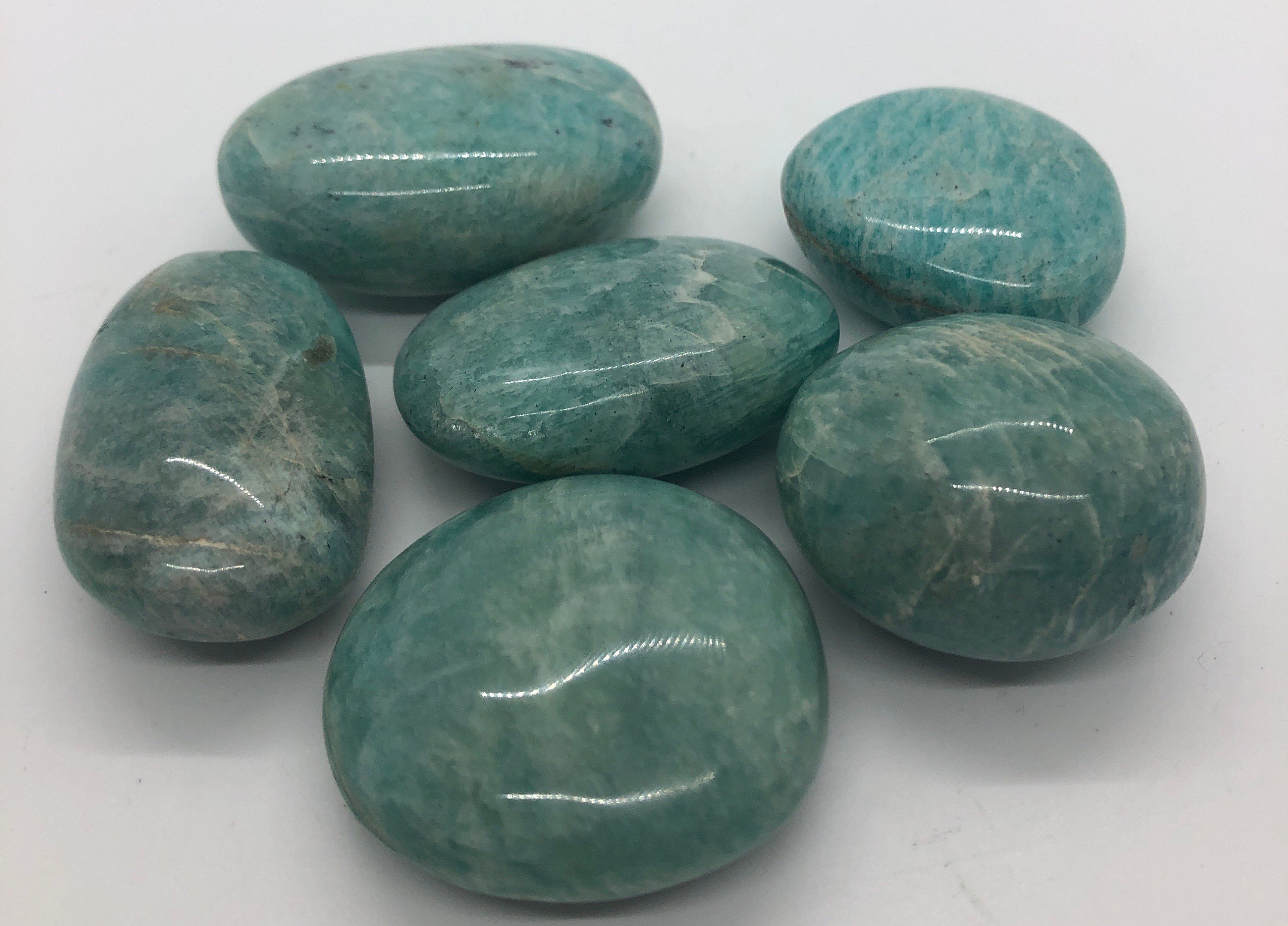 Amazonite Palm Stone: Polished Healing Crystal, Chakra Stone