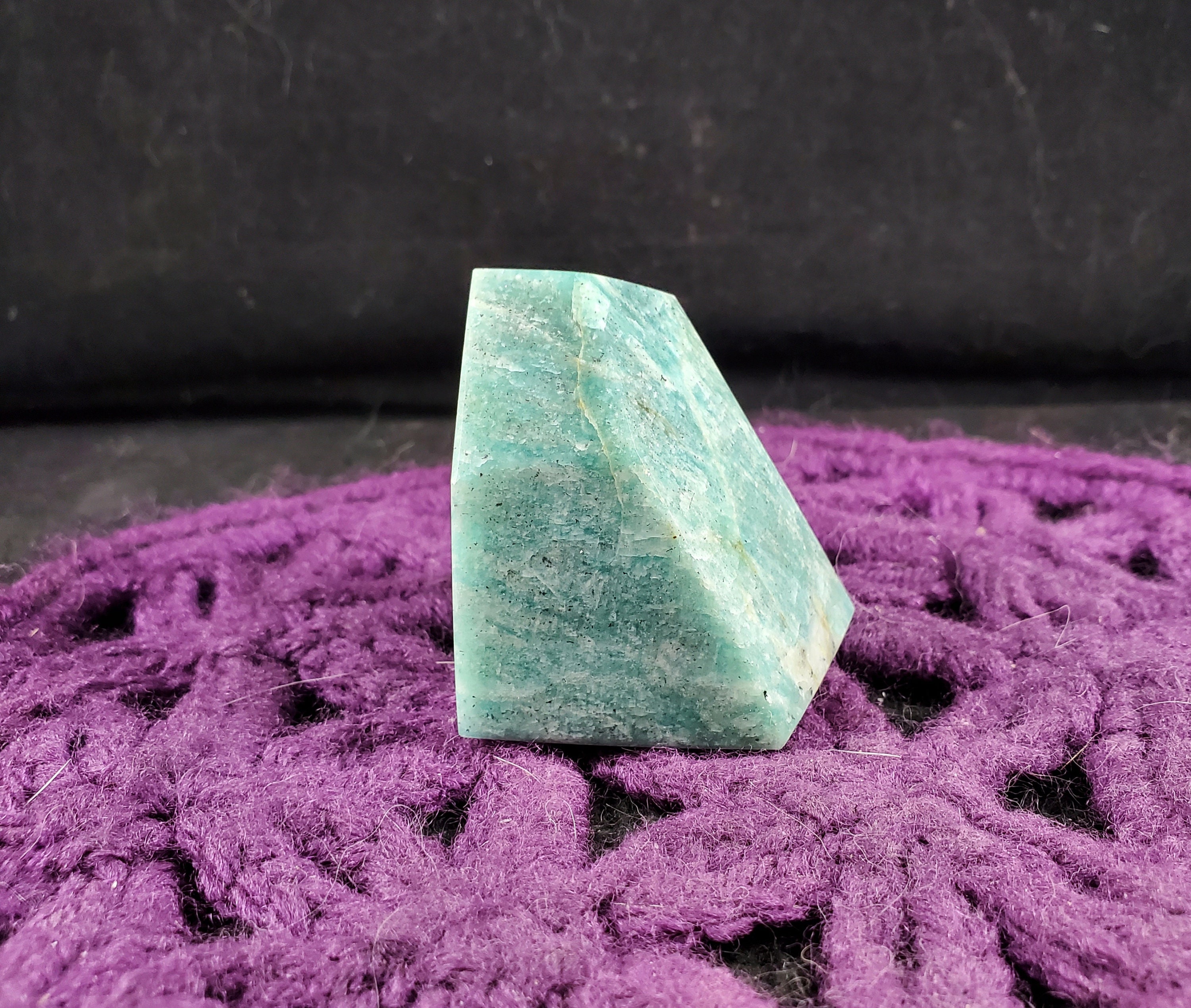 Amazonite Polished Freeform Healing Stones Display Crystal Self Standing Green Silver Shimmer Crystal