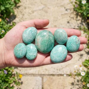 Polished Amazonite Palm Stone, 3 Sizes