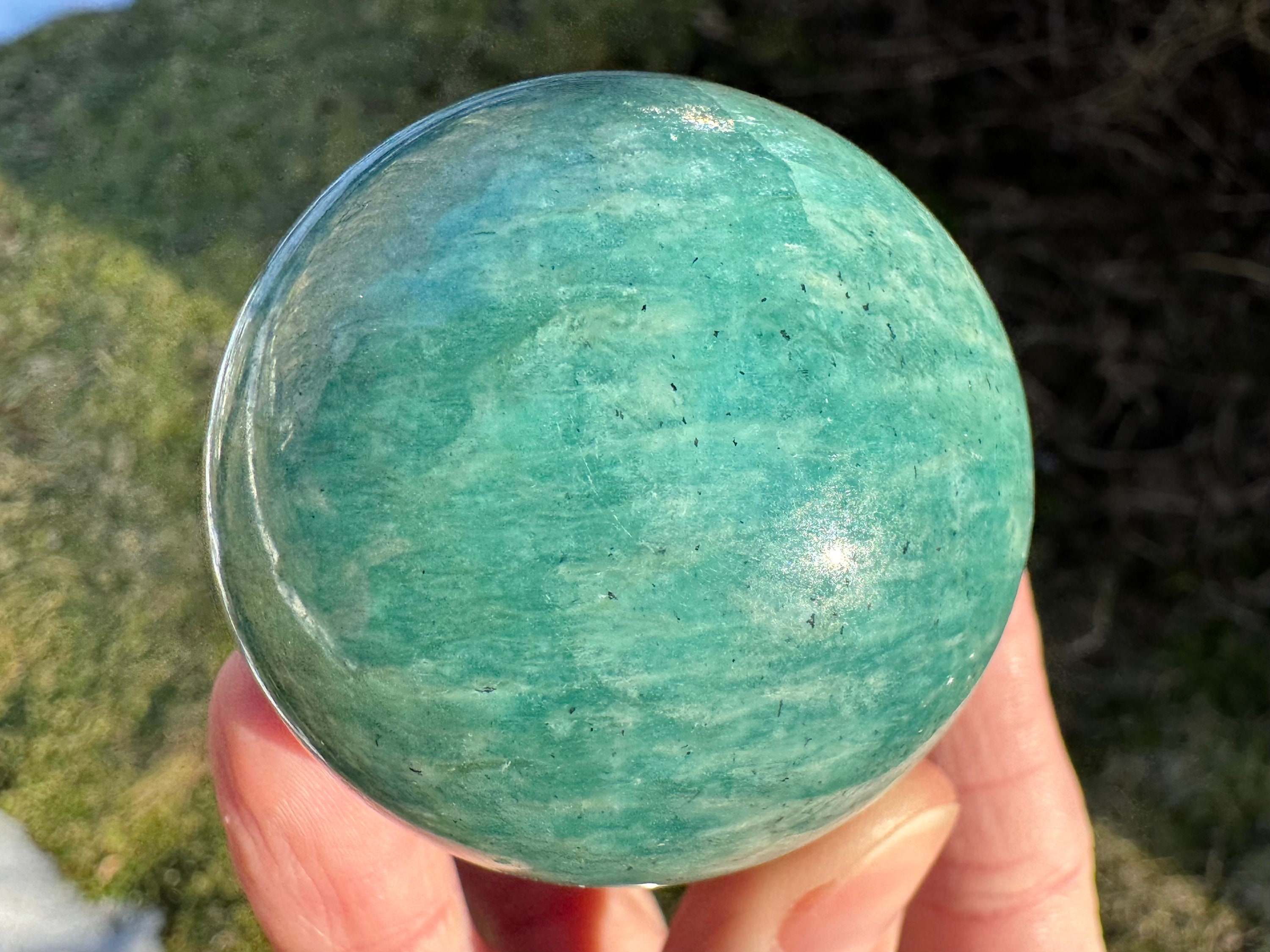Amazonite Sphere: Shimmery Aqua Blue Feldspar Crystal Ball (2 Inch)