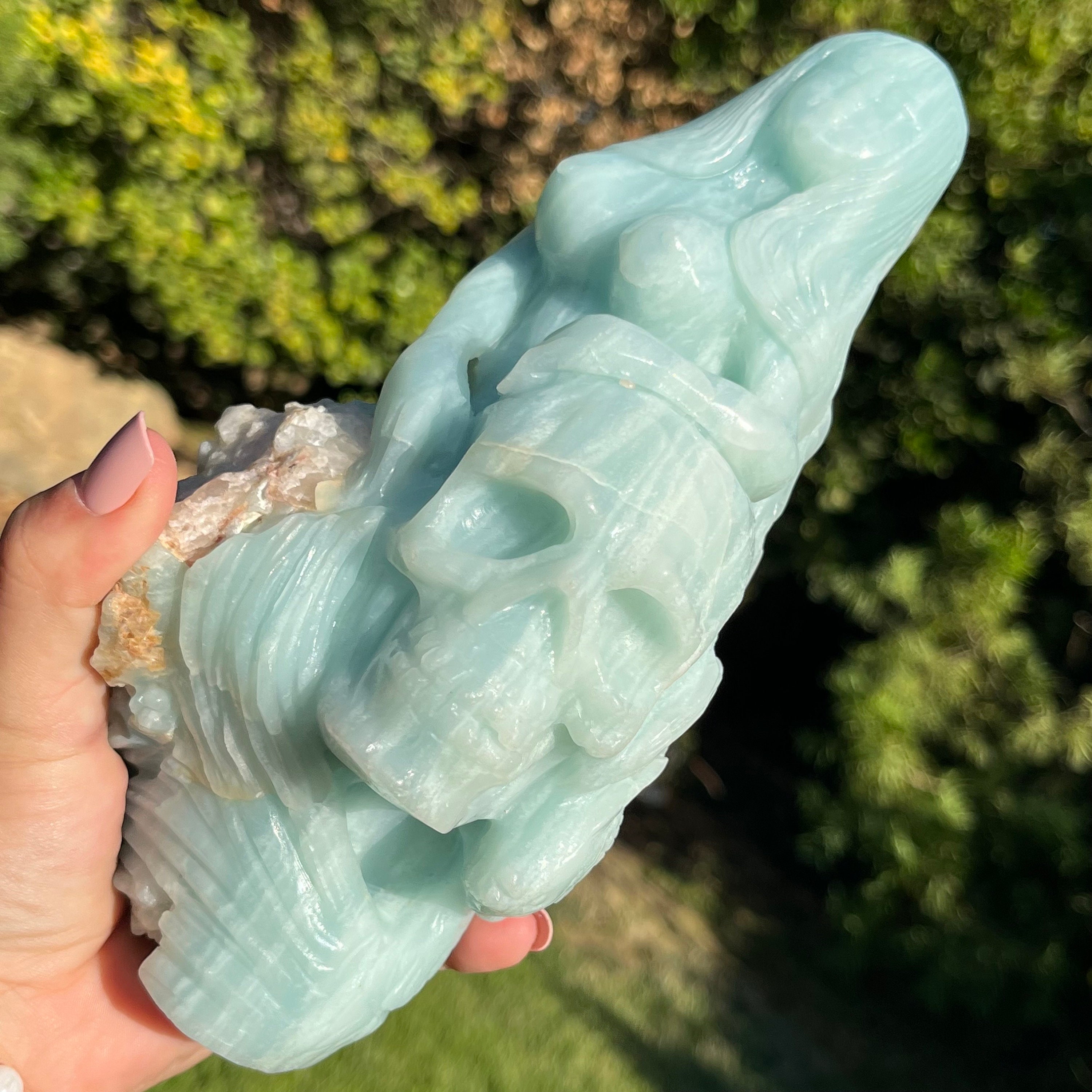 Xl Amazonite Mermaid Skull | Mermaid Amazonite Crystal Skull | Amazonite Skull | Amazonite Goddess | Naked Lady Carving | Skull Art