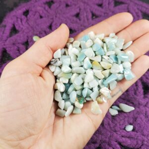 Amazonite Chips Tumbled Stones Polished Crystal Set Crystals Light Green Small Tiny Chips Pebbles Set Bulk Gridding Parcel Wholesale