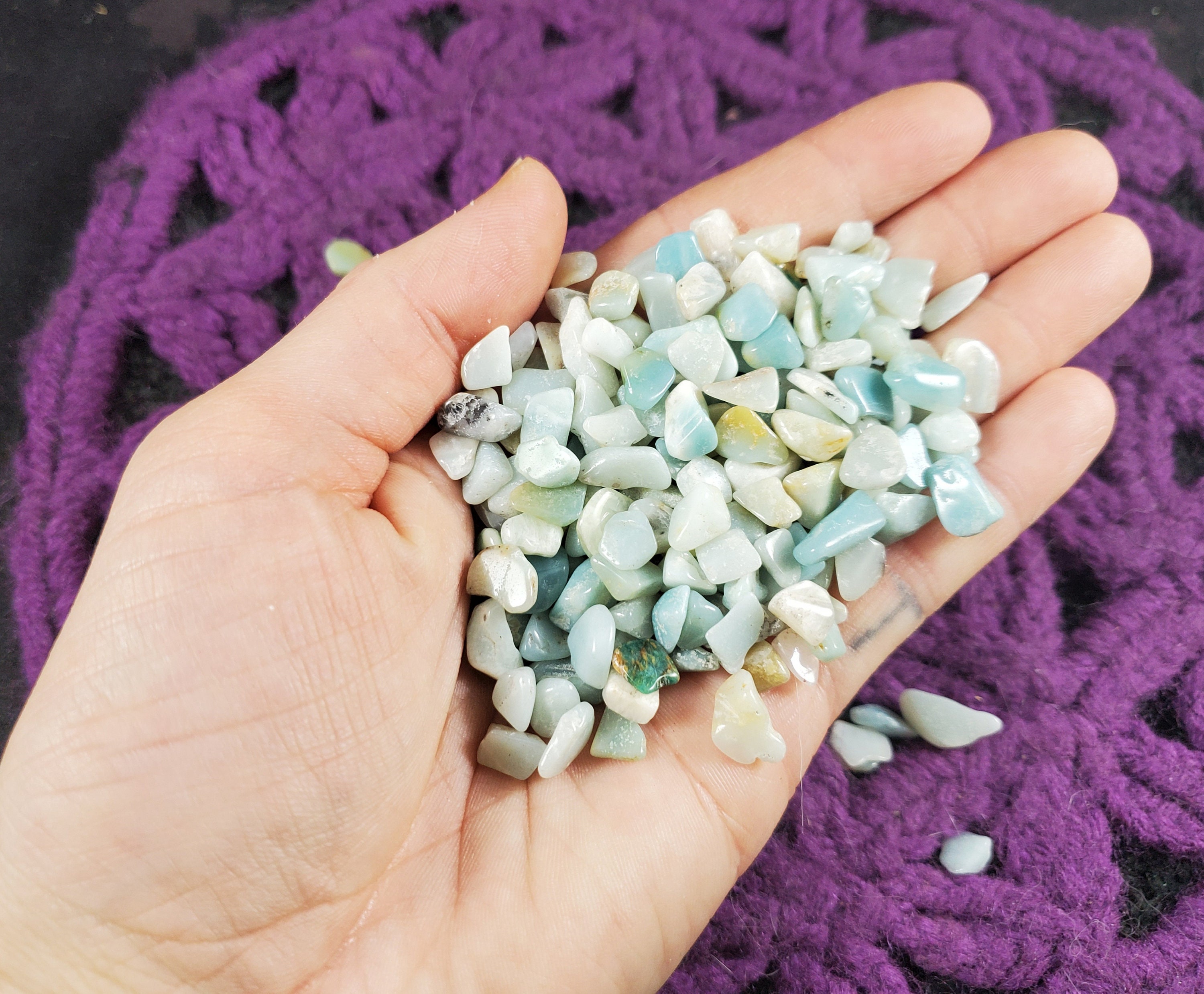 Amazonite Chips Tumbled Stones Polished Crystal Set Crystals Light Green Small Tiny Chips Pebbles Set Bulk Gridding Parcel Wholesale