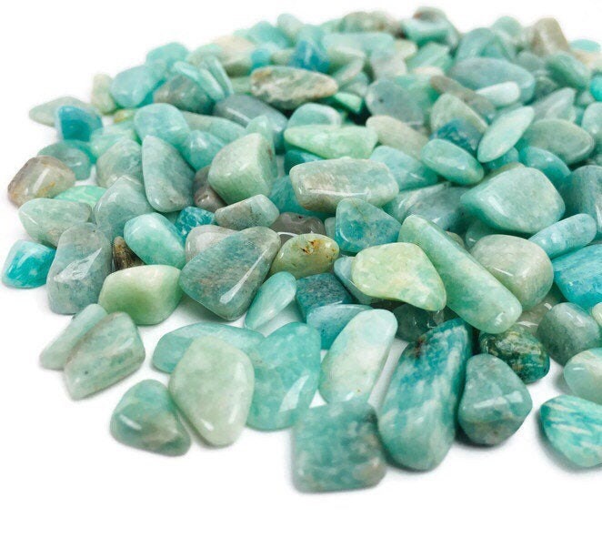 Amazonite Crystal Chips: Tumbled Green Blue Gemstones (5-9mm)