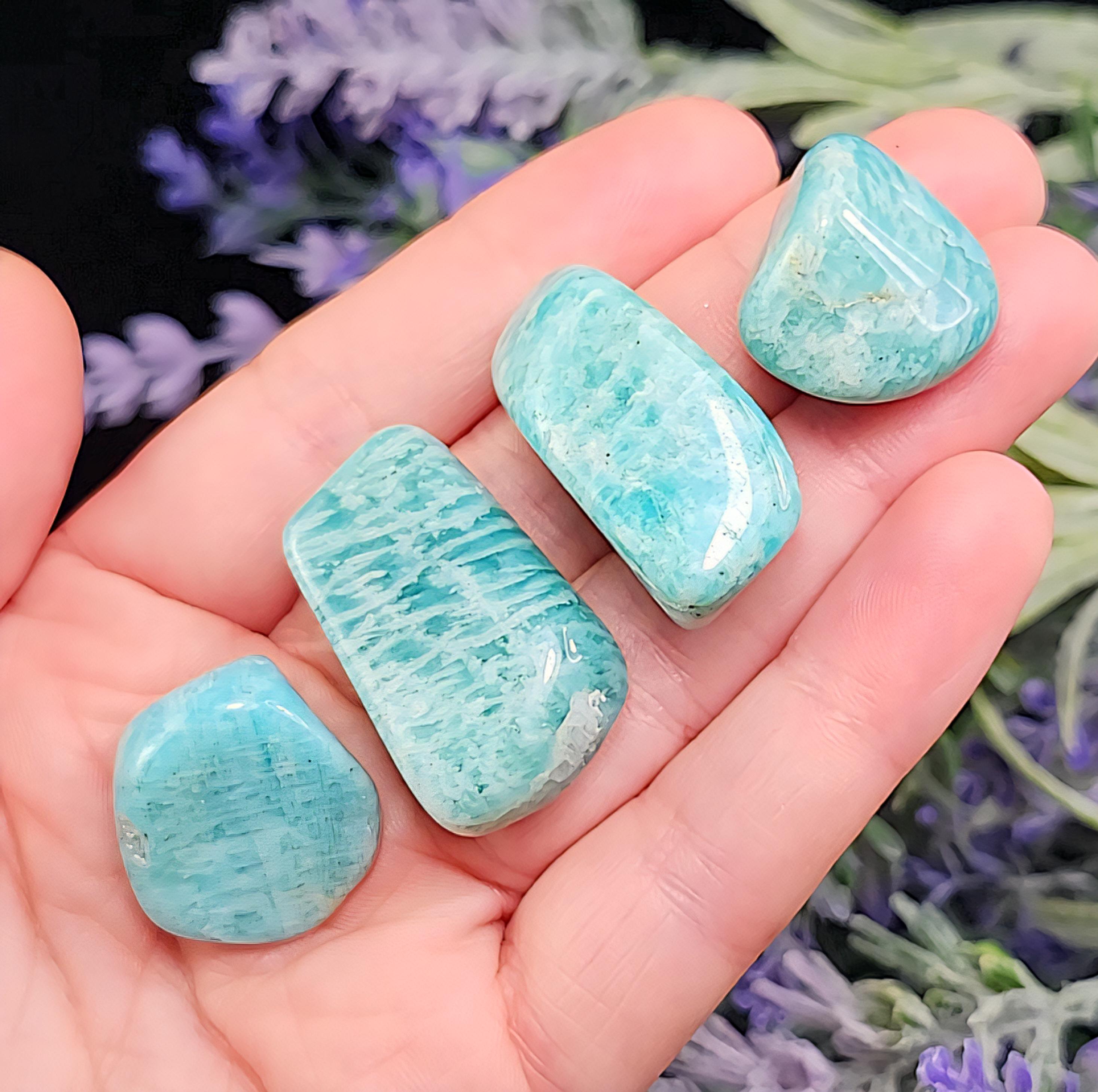 Amazonite Tumbled Crystal - Polished Teal Madagascar Amazonite - Amazonite Stone
