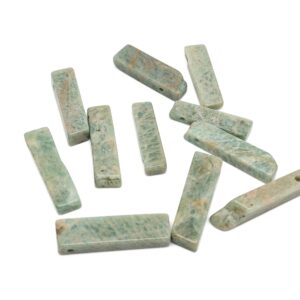 Amazonite Drilled Tumbled Stones - Rectangle Hole Tumbled Stone - Making Jewelry Cytsals - Bulk Stones - Nc1659
