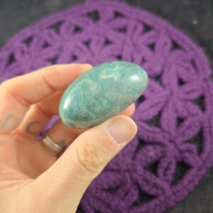 Amazonite Gallet Large Tumbled Stone Small Palmstone Green Crystal Stones Palm Stone Unique Natural Green