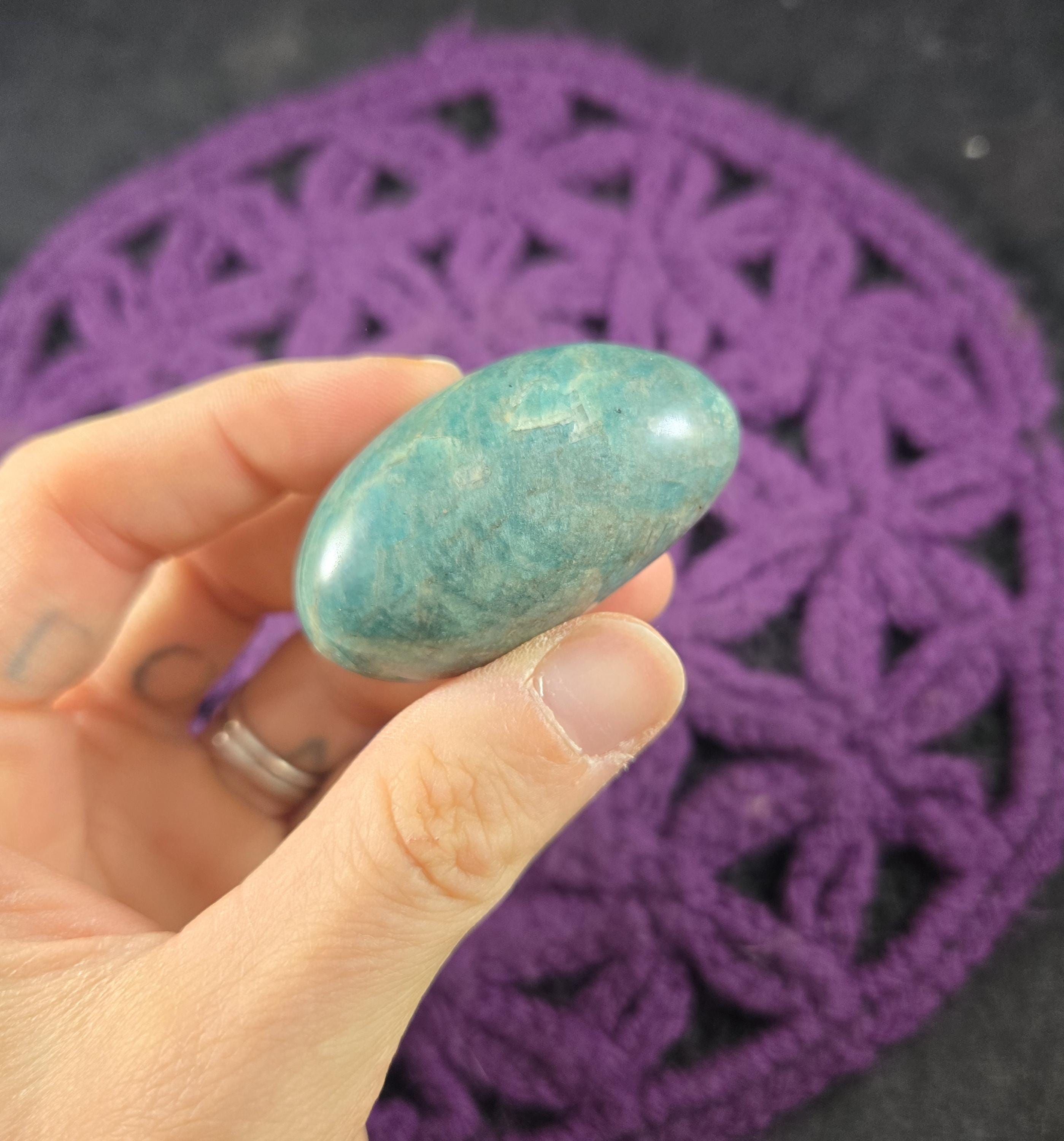 Amazonite Gallet Large Tumbled Stone Small Palmstone Green Crystal Stones Palm Stone Unique Natural Green