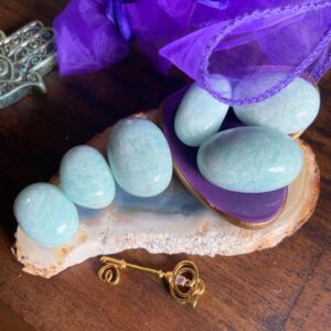 Soft Blue Amazonite Tumbled Stone: Heart & Throat Chakra Healing Crystal