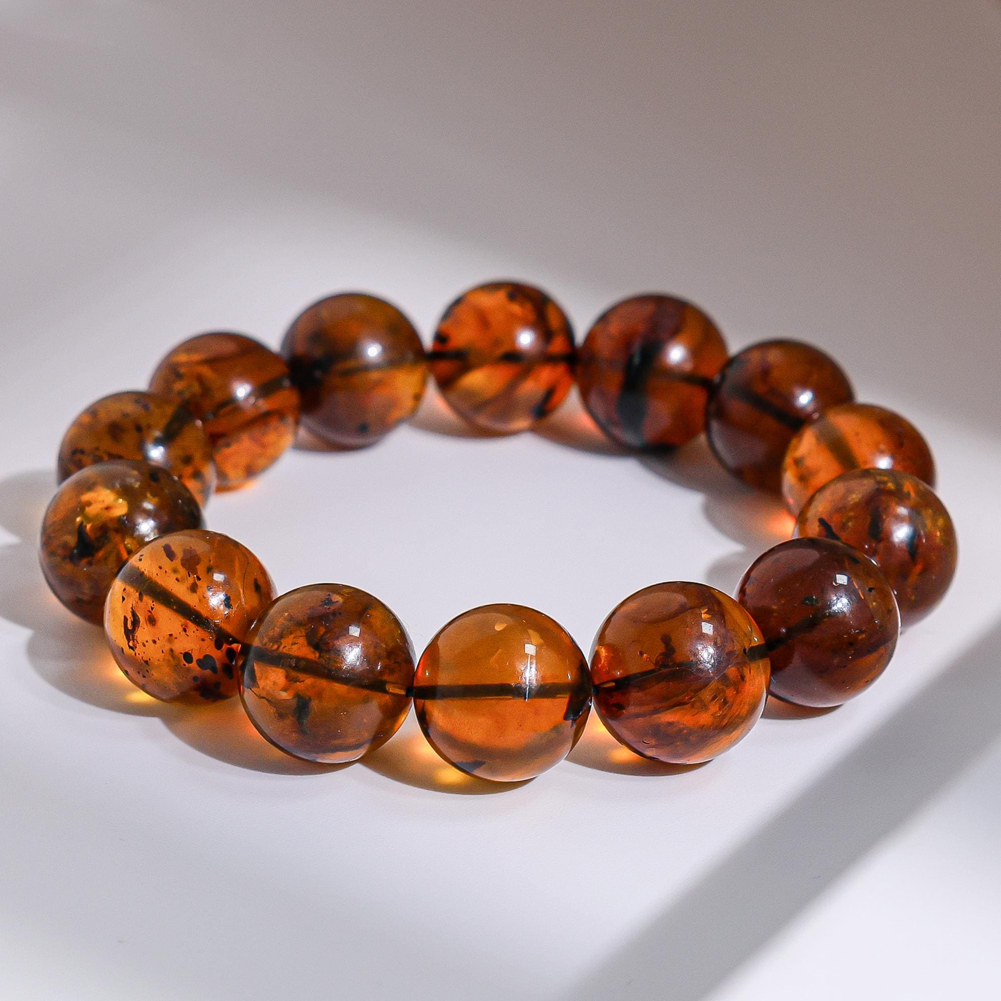 15/16/17/18mm Genuine Natural Red Gold Amber Aaa Round Big Size Beads Gemstone Bracelet For Man And Woman,healing Crystal Bracelet