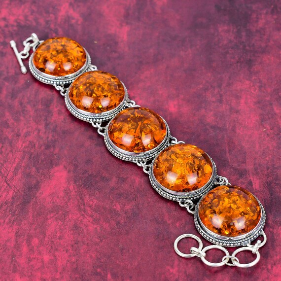 925 Sterling Silver Bracelet, Baltic Amber Bracelet, Adjustable Chain Bracelet, Gemstone Bracelet, Handmade Jewelry, Anniversary Gifts.