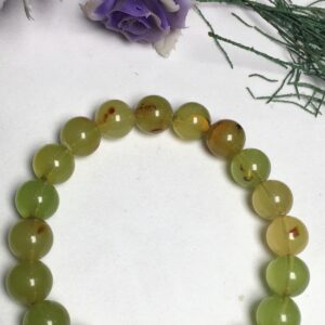 Aaa Natural Light Green Amber , 10mm Smooth Round Gemstone Beaded Bracelet , Handmade Stretchable Wholesale Bracelet , Protection Bracelet