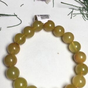 Aaa Natural Light Green Amber , 11mm Smooth Round Gemstone Beaded Bracelet , Friendship Bracelet , Handmade Stretchable Bracelet