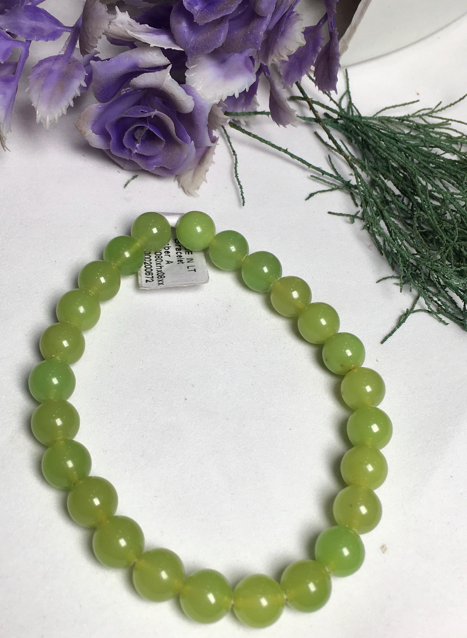 Aaa Natural Greenish And Brownish Amber , 8mm Smooth Round Gemstone Beaded Bracelet , Genuine Amber Bracelet , Adjustable Stretch Bracelet