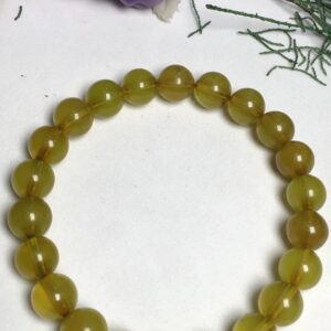 Natural Greenish And Brownish Amber , 8-9mm Smooth Round Beaded Bracelet , 7 Inches Genuine Amber Bracelet , Jaipur Gemstone