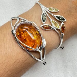 Baltic Amber Bangle: 925 Sterling Silver Gemstone Jewelry Baltic Amber Bangle: 925 Sterling Silver Gemstone Jewelry