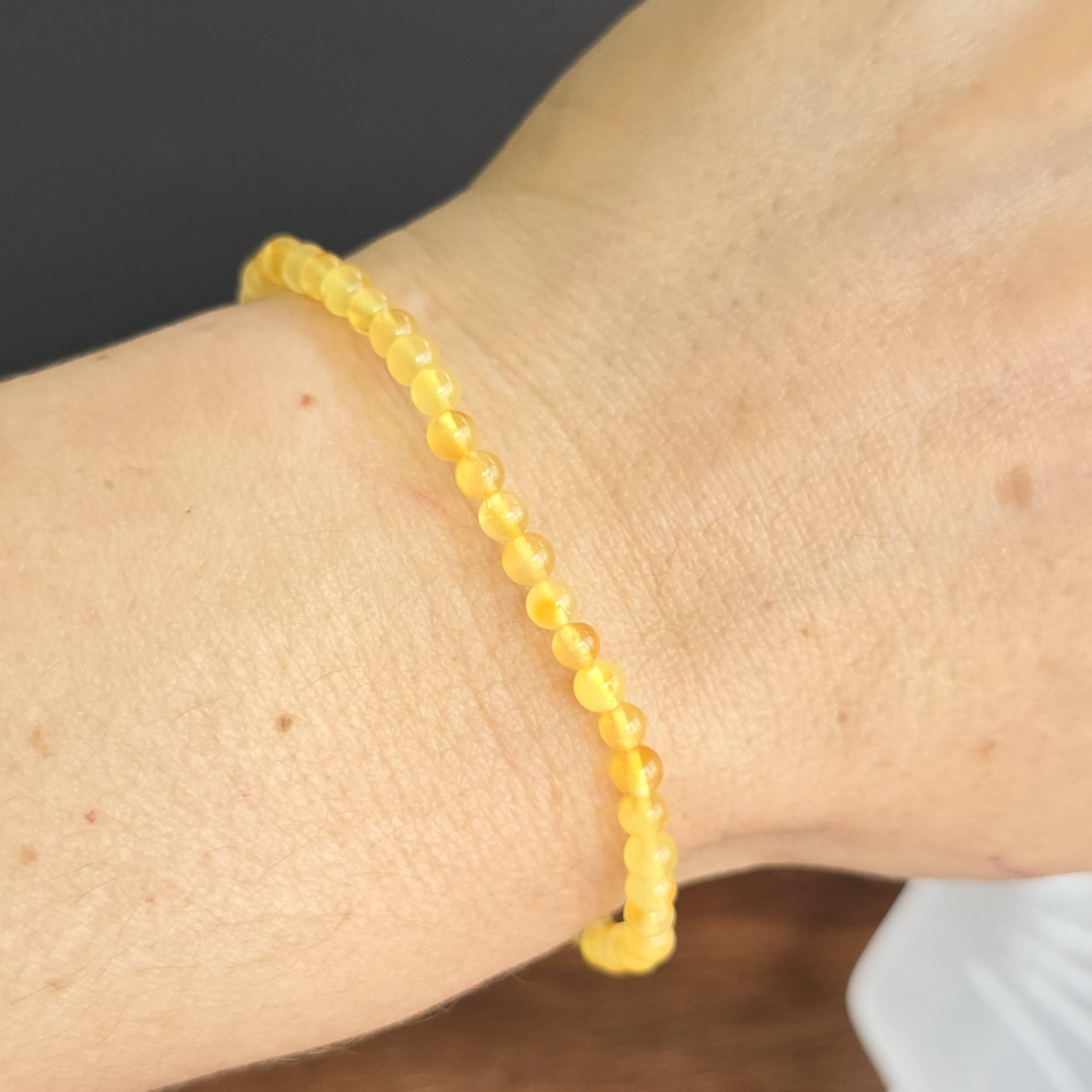 Baltic Amber Beaded Bracelet: Handmade 4mm Stretch Bracelet Baltic Amber Beaded Bracelet: Handmade 4mm Stretch Bracelet