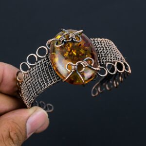 Baltic Amber Bracelet, Copper Wire Wrapped Cuff Bangle, Amber Jewelry, Handmade Jewelry, Unique Amber Jewelry Adjustable Bangle For Her/Him Baltic Amber Bracelet, Copper Wire Wrapped Cuff Bangle, Amber Jewelry, Handmade Jewelry, Unique Amber Jewelry Adjustable Bangle For Her/Him