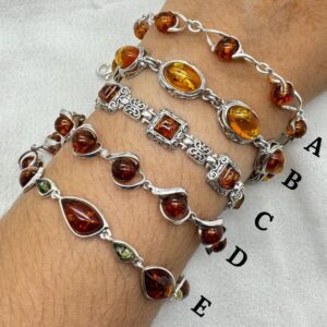 Baltic Amber Sterling Silver Bracelet: Handmade Gemstone Jewelry
