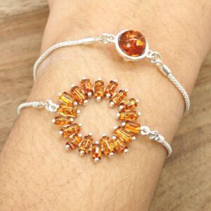 Baltic Amber Sterling Silver Bracelet – Adjustable Gemstone Wristwear Baltic Amber Sterling Silver Bracelet – Adjustable Gemstone Wristwear