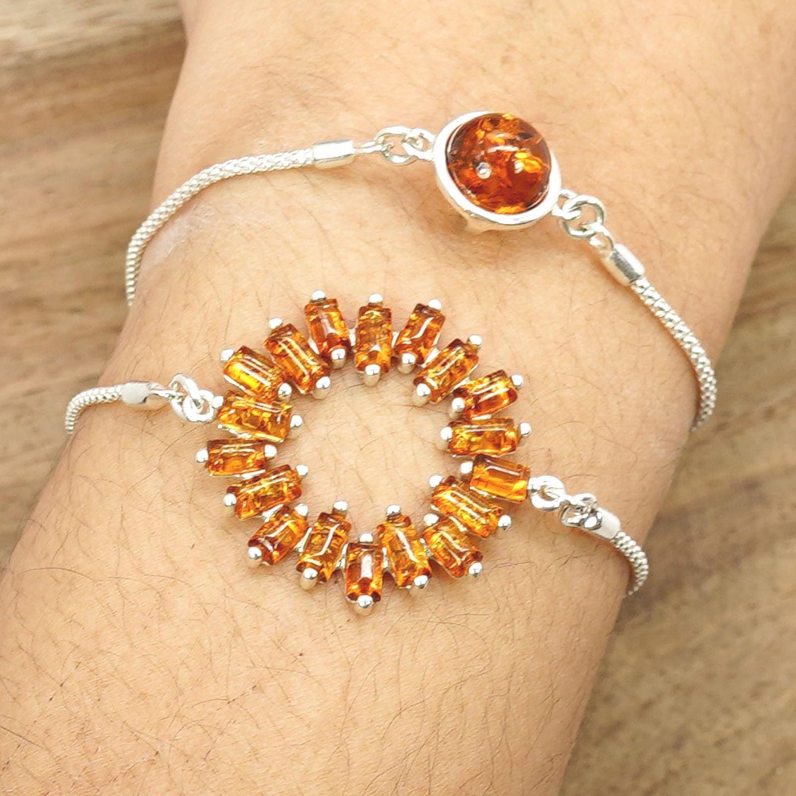 Baltic Amber Sterling Silver Bracelet – Adjustable Gemstone Wristwear