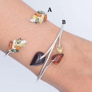 Baltic Amber Sterling Silver Bangle: Handmade Gemstone Jewelry Baltic Amber Sterling Silver Bangle: Handmade Gemstone Jewelry