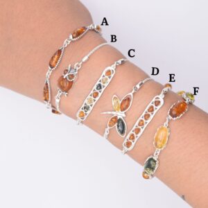 Baltic Amber Sterling Silver Bracelet: Handmade Gemstone Jewelry