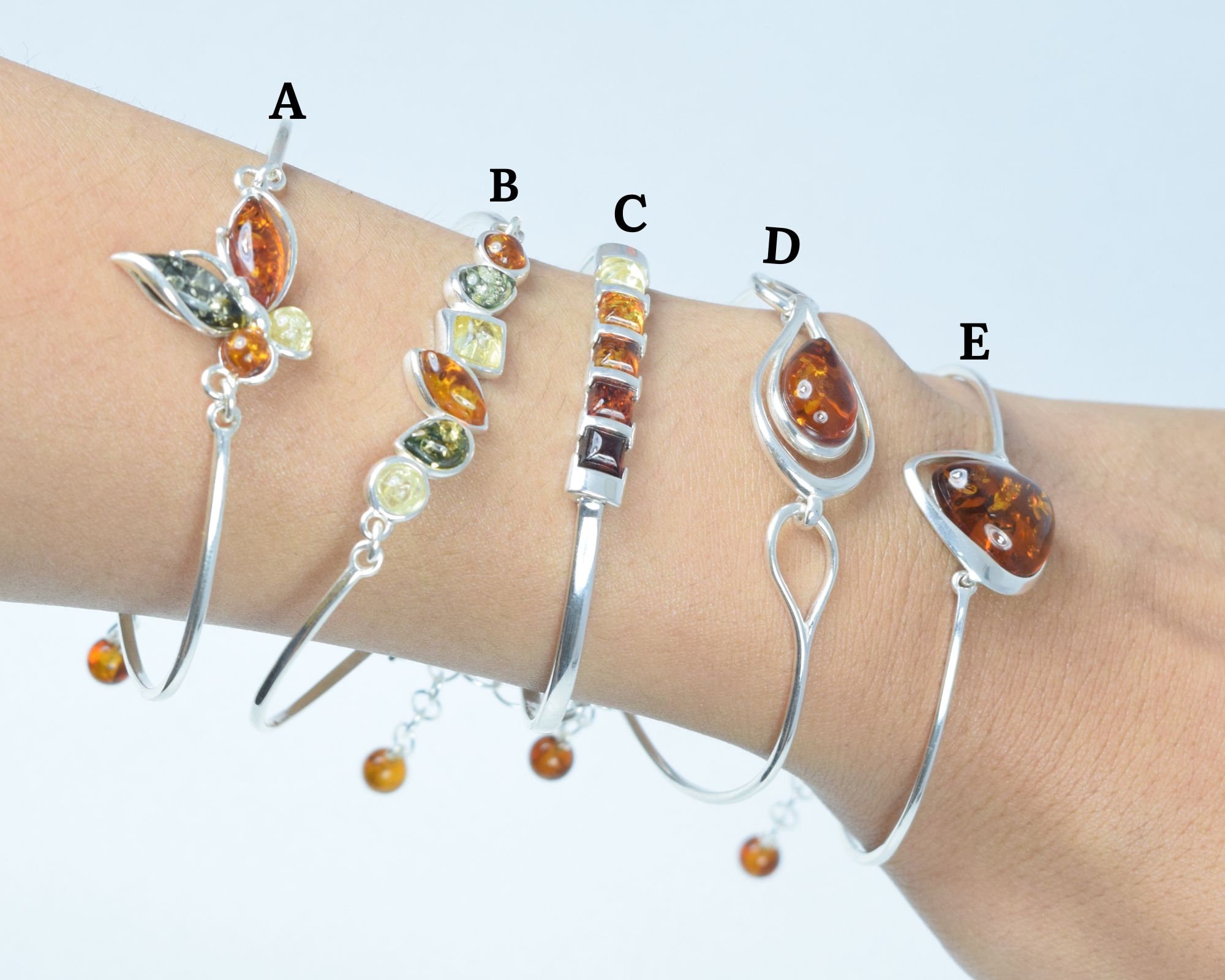 Baltic Amber Sterling Silver Bracelet: Handmade Gemstone Jewelry