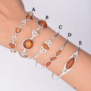 Baltic Amber Sterling Silver Bracelet: Handmade Gemstone Jewelry