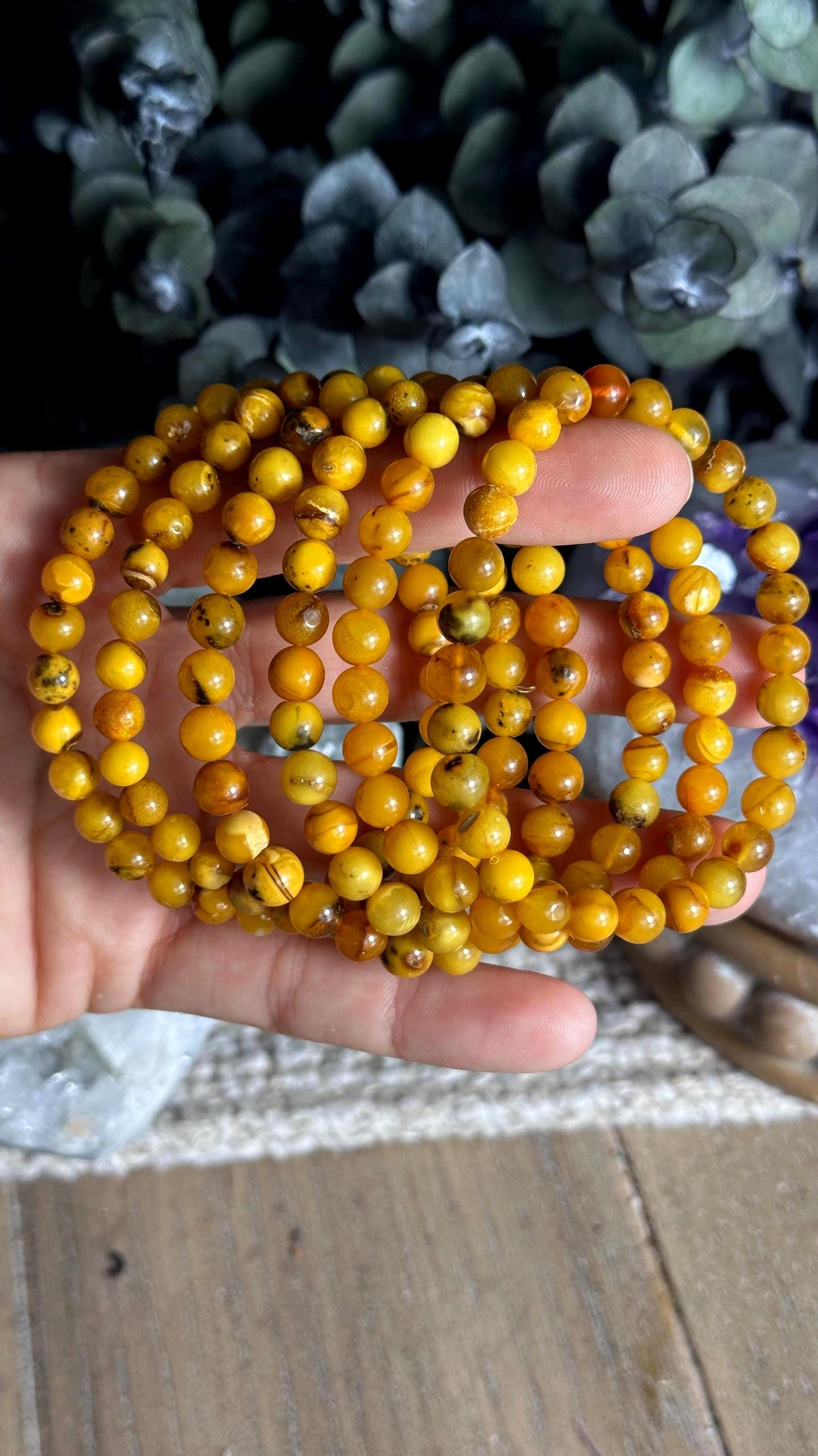 Natural Chiapas Amber Bracelet , 7mm