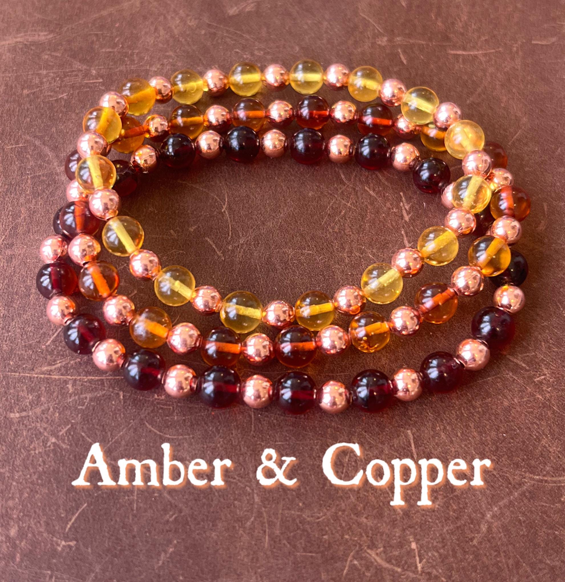 Amber + Copper Bracelet – Cherry, Honey & Lemon Amber – Handmade Healing Jewelry, Boho, Grounding Protective Energy, Gift For Men And Women Amber + Copper Bracelet – Cherry, Honey & Lemon Amber – Handmade Healing Jewelry, Boho, Grounding Protective Energy, Gift For Men And Women