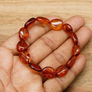Genuine Baltic Amber 925 Sterling Silver Beaded Gemstone Stretchable Bracelet Genuine Baltic Amber 925 Sterling Silver Beaded Gemstone Stretchable Bracelet
