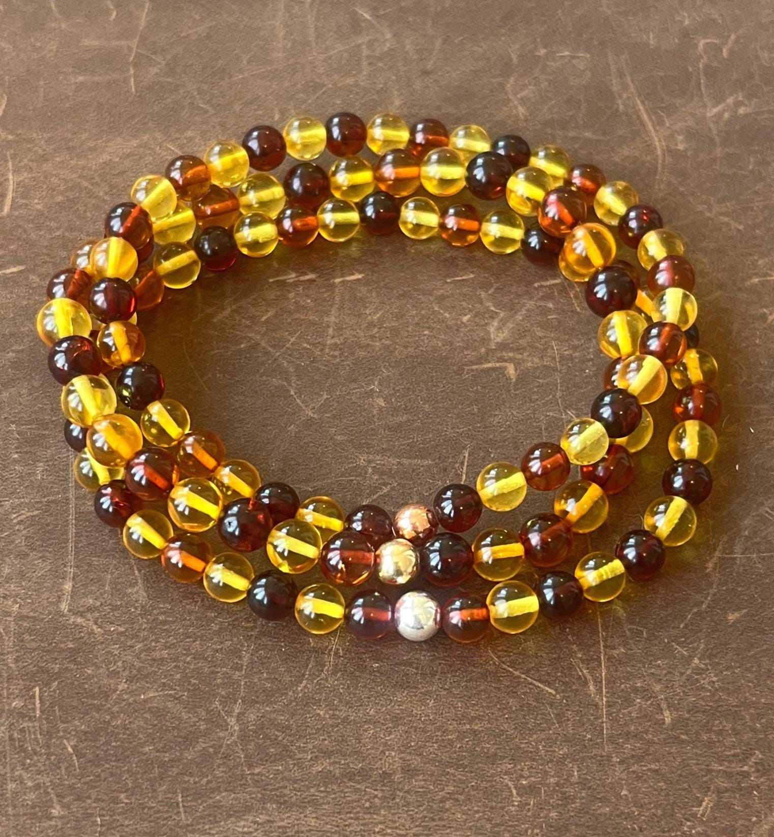High Quality Amber Bracelet – 5mm Beads, Handmade Healing Jewelry, Boho, Grounding Emf Protective Energy, Gift For Men And Women