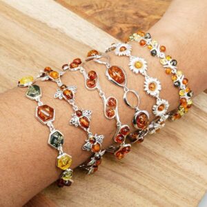 Natural Baltic Amber 925 Sterling Silver Handmade Adjustable Bracelet Natural Baltic Amber 925 Sterling Silver Handmade Adjustable Bracelet