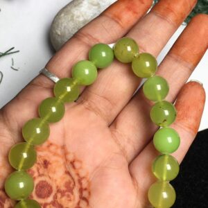 Aaa Natural Light Green Amber , 10mm Smooth Round Gemstone Beaded Bracelet , 7 Inches Genuine Amber Bracelet , Unisex Bracelet, Gift For Her