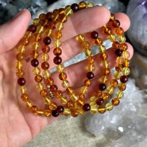 Natural Multi Color Baltic Amber Bracelet 6mm Natural Multi Color Baltic Amber Bracelet 6mm