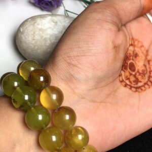 Natural Amber , 12mm Smooth Round Gemstone Beaded Bracelet , good Luck & Wealth Jewelry , Aaa Handmade Stretchy Bracelet , Gift For Her