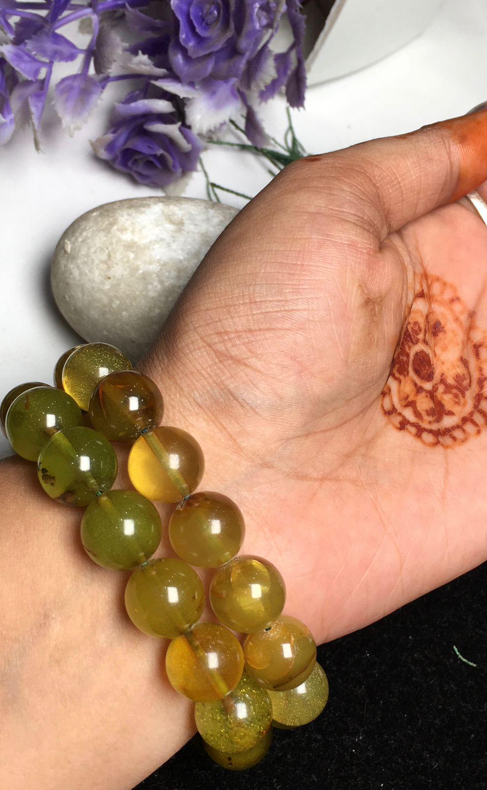 Natural Amber , 12mm Smooth Round Gemstone Beaded Bracelet , Good Luck & Wealth Jewelry , Aaa Handmade Stretchy Bracelet , Gift For Her