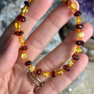 Natural Tumbled Baltic Amber Mix Color Bracelet Natural Tumbled Baltic Amber Mix Color Bracelet