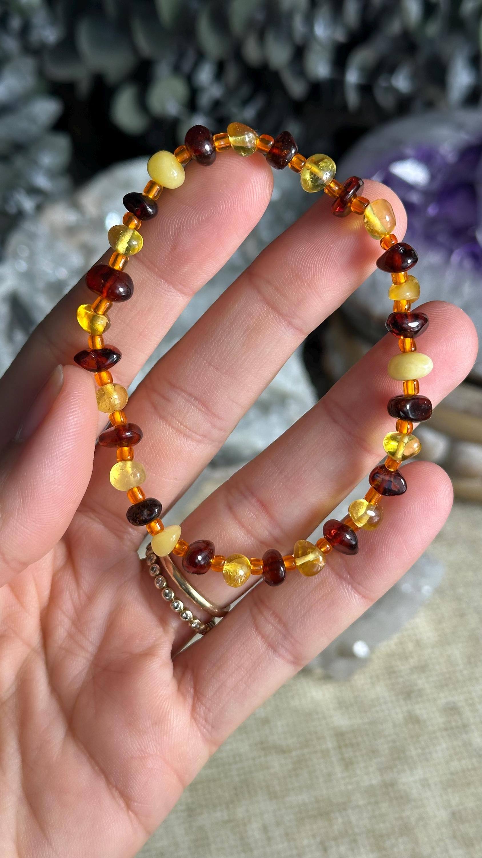 Natural Tumbled Baltic Amber Mix Color Bracelet
