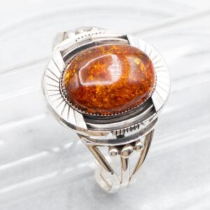 Navajo Amber Sterling Silver Cuff Bracelet, Native American Jewelry Navajo Amber Sterling Silver Cuff Bracelet, Native American Jewelry
