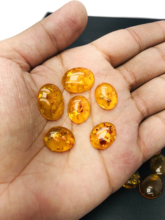 Baltic Amber Cabochon Lot | Smooth Polished Oval Gemstone 17x13mm