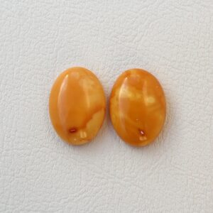 Loose Baltic Amber Oval Cabochon 13x18mm Natural Butterscotch Amber Gemstone Pair 7.70ct