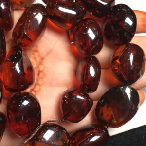 Amazing Item- Natural Amber Smooth Oval Tumble/nuggets Shape Honey Brownish Color Loose Gemstone Beads Strand 16 Inch For Jewelry Making