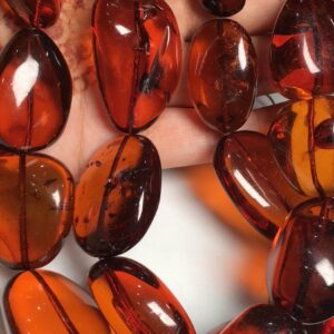 Beautiful Big Size- Natural Amber Smooth Oval Tumble /nuggets Honey Brownish Color Gemstone Beads Strand-16 Inch Strand For Making Jewelry